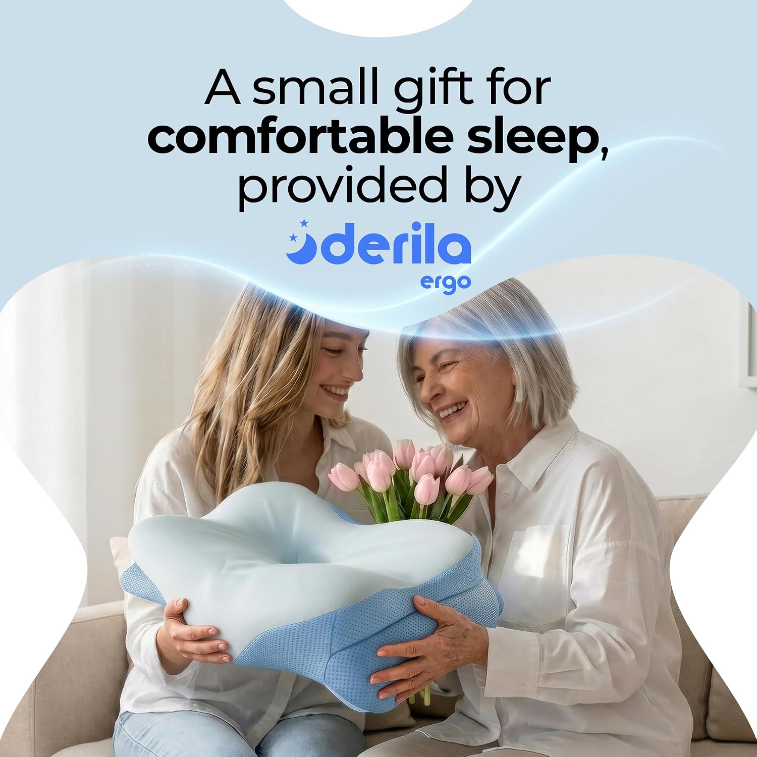 Derila Ergo Cervical Neck Pillow for Sleeping Pillow Contour Memory Foam Pillows for Back, Side Sleeper Pillows 21.25 x 14.17 x 4.72 inches - Image 2