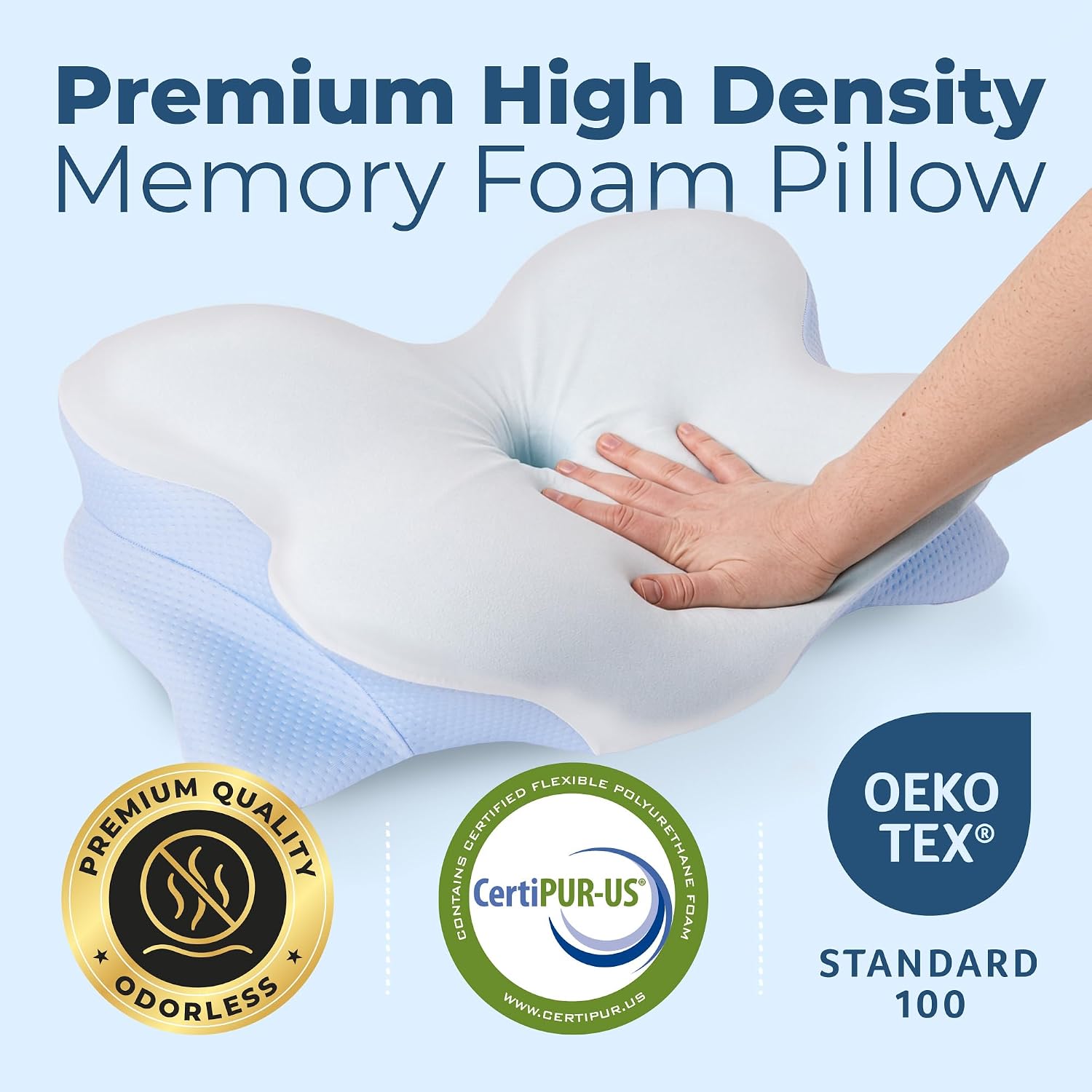 Derila Ergo Cervical Neck Pillow for Sleeping Pillow Contour Memory Foam Pillows for Back, Side Sleeper Pillows 21.25 x 14.17 x 4.72 inches - Image 5