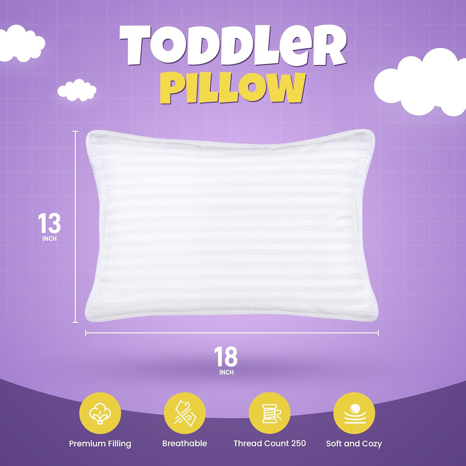 Utopia Bedding Toddler Pillow 2 Pack, Cotton Blend Shell 13x18 Inch, White - Image 2