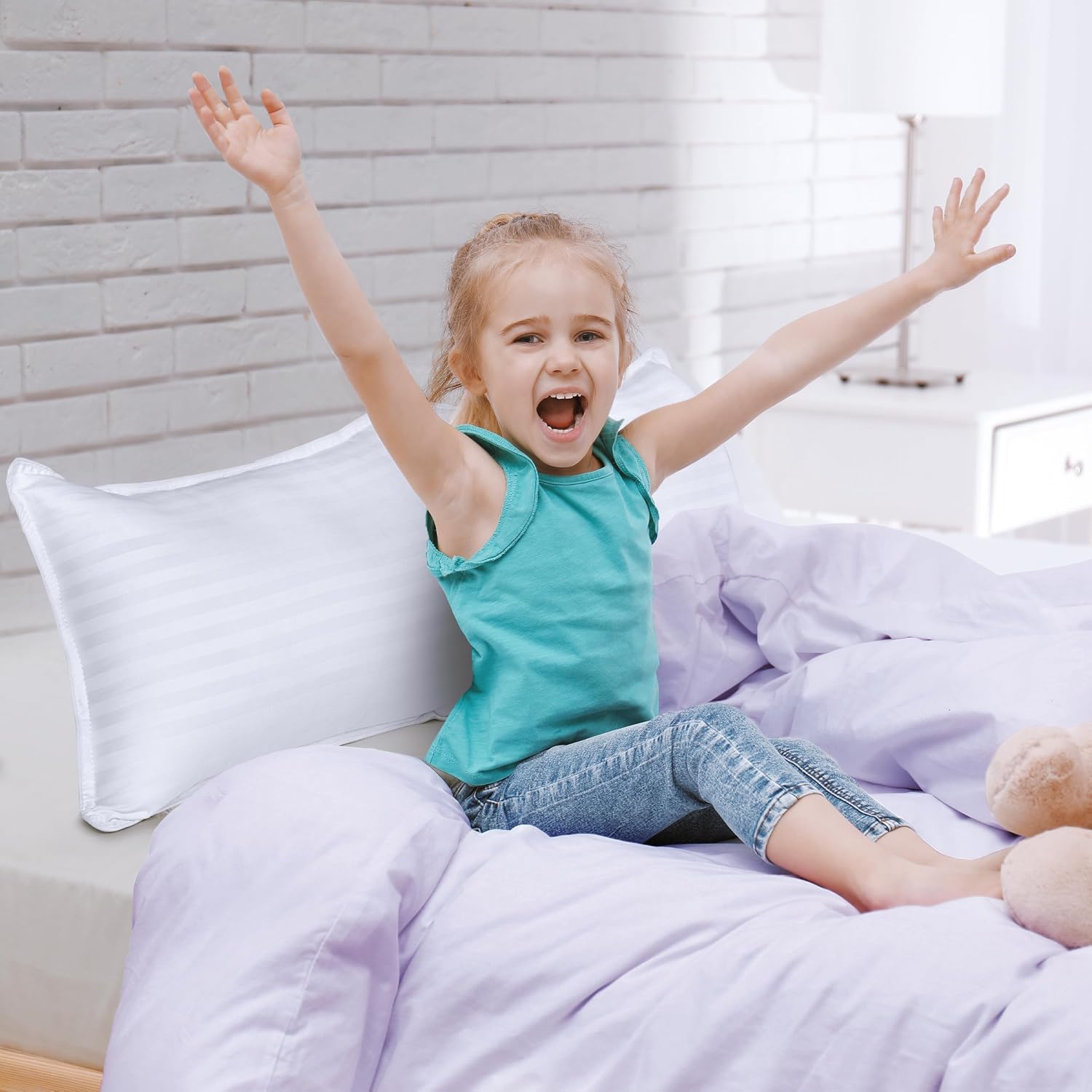 Utopia Bedding Toddler Pillow 2 Pack, Cotton Blend Shell 13x18 Inch, White - Image 6